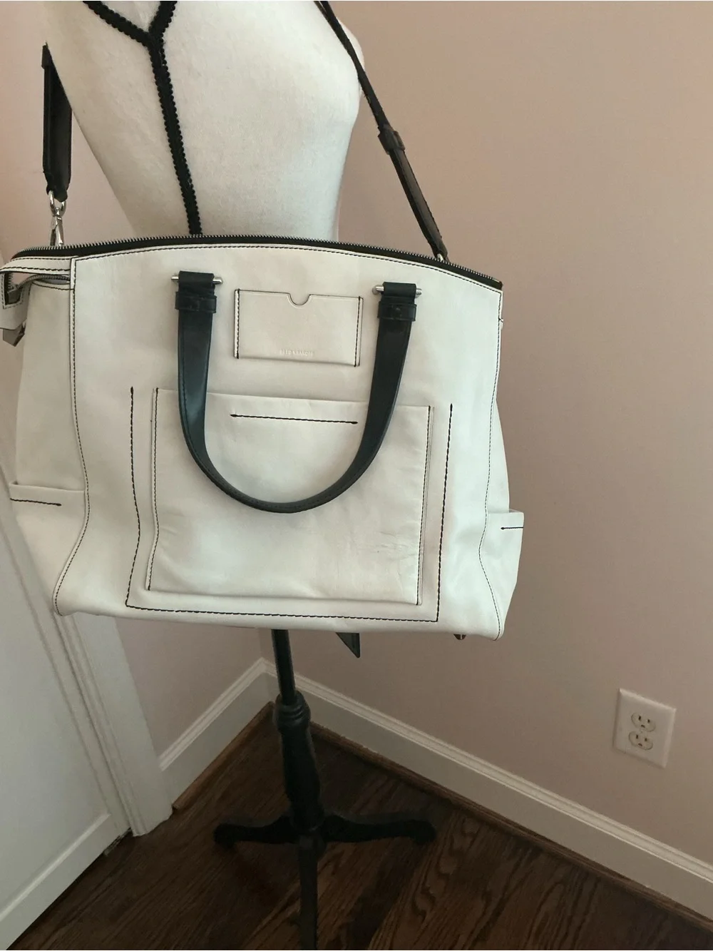Reed Krakoff Off-White Satchel with Black Trim